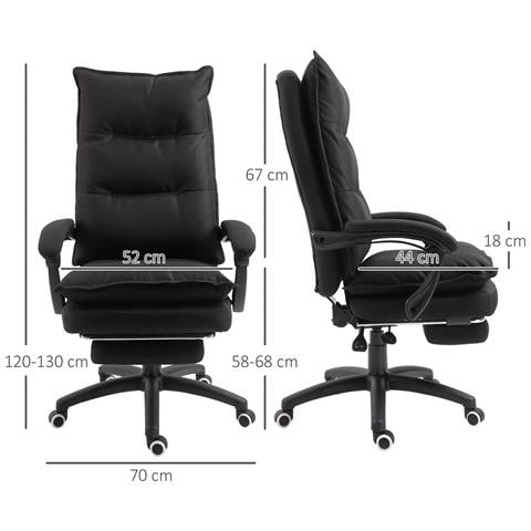 Sedia da Ufficio ad Altezza Regolabile con 6 Punti Massaggianti, in Tessuto Effetto Lino, 70x62x120-130 cm, Nero - Foto 6