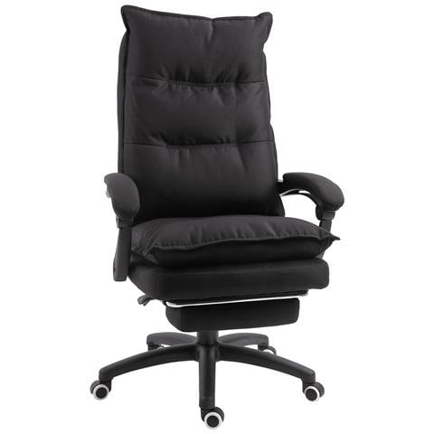 Sedia da Ufficio ad Altezza Regolabile con 6 Punti Massaggianti, in Tessuto Effetto Lino, 70x62x120-130 cm, Nero - Foto 1