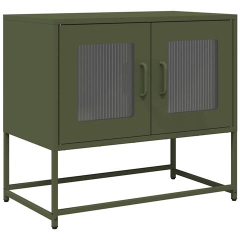 Mobile Tv Verde Oliva 68x39x60,5cm In Acciaio Laminato A Freddo - Foto 2