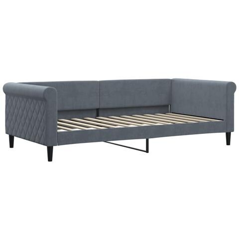 Letto Da Giorno Grigio Scuro 100x200 Cm In Velluto - Foto 2