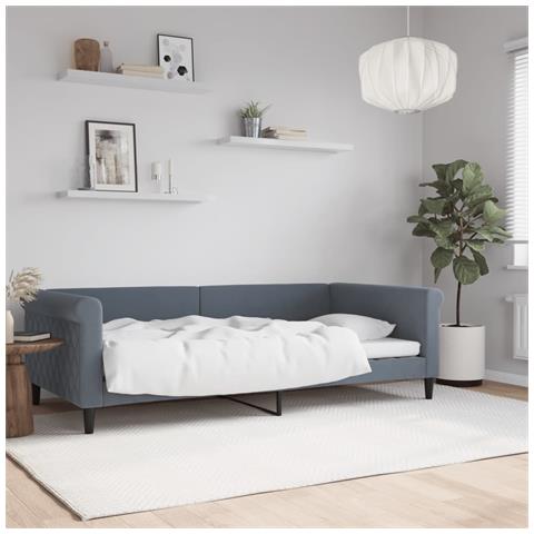 Letto Da Giorno Grigio Scuro 100x200 Cm In Velluto - Foto 1