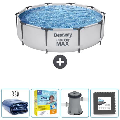 Piscina Fuori Terra - In Giro - 305x76 Cm - Grigio - Include Accessori Coordinati Cb8 - Foto 1