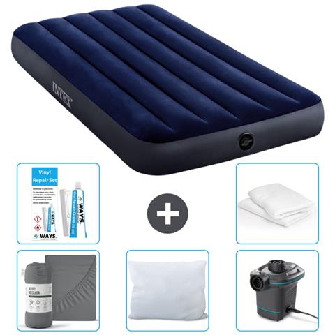 Set Materassino Gonfiabile - 191x99x25 Cm - Blu - Include Accessori Coordinati Cb10 - Foto 1