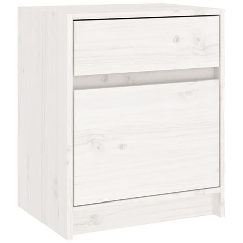 Lusso Casadino -  Comodino Bianco 40x31x50 Cm In Legno Massello Di Pino - Foto 1