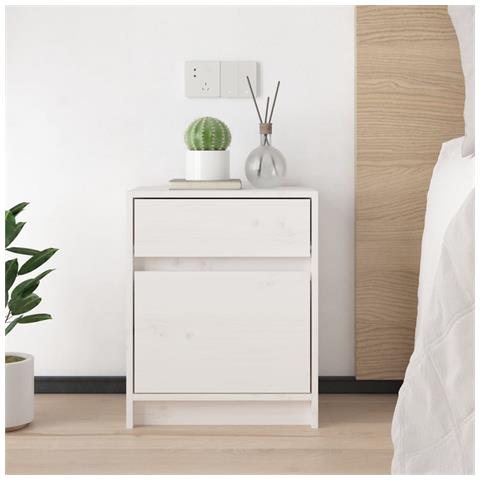 Lusso Casadino -  Comodino Bianco 40x31x50 Cm In Legno Massello Di Pino - Foto 2