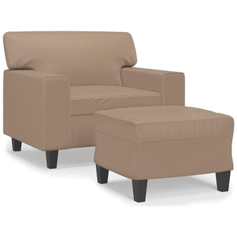 Lusso Casadino -  Poltrona Con Poggiapiedi Cappuccino 60 Cm In Similpelle - Foto 1