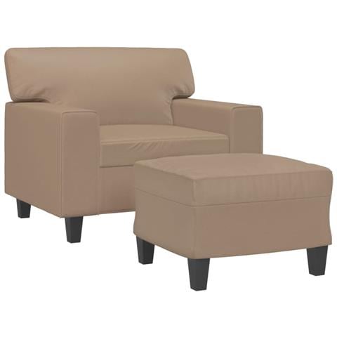 Lusso Casadino -  Poltrona Con Poggiapiedi Cappuccino 60 Cm In Similpelle - Foto 2