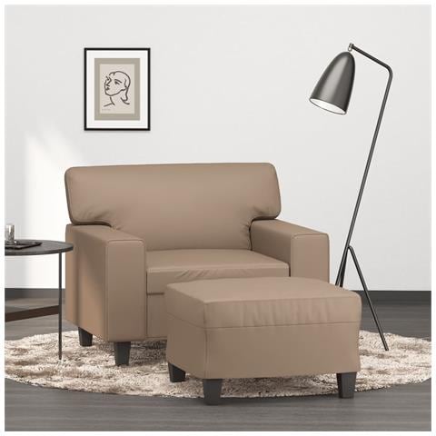 Lusso Casadino -  Poltrona Con Poggiapiedi Cappuccino 60 Cm In Similpelle - Foto 7