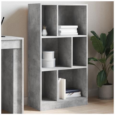 Lusso Casadino - Libreria Grigio Cemento 57x28,5x107,5 Cm In Legno Multistrato - Foto 8