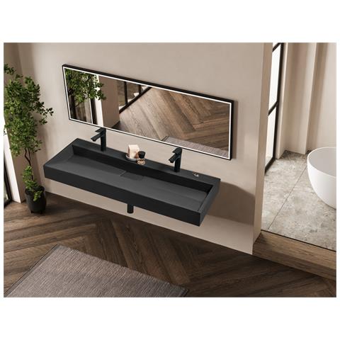 Lavabo Doppio A Muro Nero 120 X 46 Cm Quenko - Foto 1