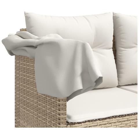 Lettino Prendisole con Baldacchino e Cuscini Beige Polyrattan - Foto 9