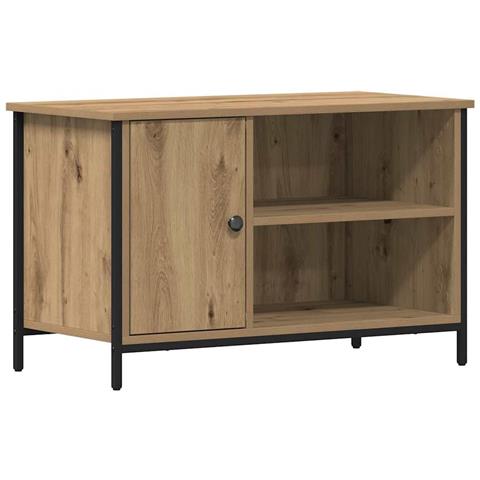 Mobile TV  in rovere artigianale 80x40x50 cm in legno ingegnerizzato e acciaio - Foto 1