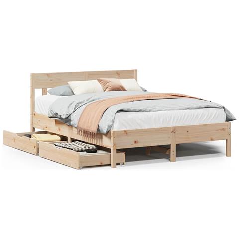 Letto senza Materasso 140x200 cm in Legno Massello di Pino - Foto 1