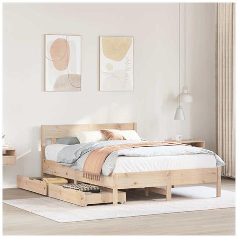 Letto senza Materasso 140x200 cm in Legno Massello di Pino - Foto 2