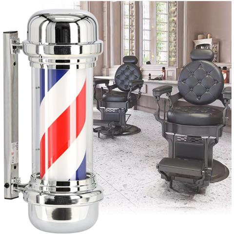 Barber Pole Palo Da Barbiere Insegna Barber Shop 57 Cm Argento - Foto 1