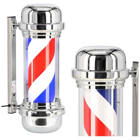 Barber Pole Palo Da Barbiere Insegna Barber Shop 57 Cm Argento - Foto 4