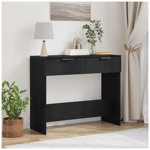 Tavolino Nero Rovere 90x36x75 cm Legno ingegnerizzato - Foto 2