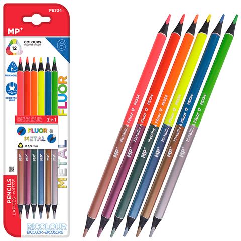 Set Matite Bicolor Metallo E Fluo 6 Pz. - Foto 1