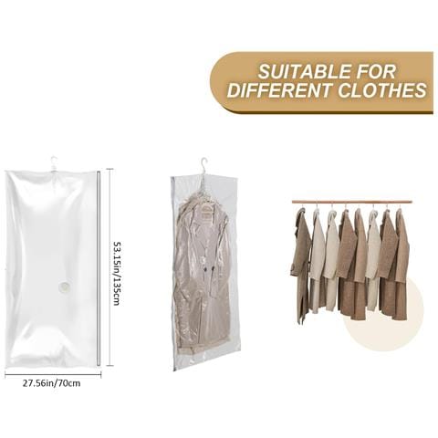 Sacchi Sottovuoto Per Abiti Appesi 135x70 Cm Set Da 4 Pezzi Trasparenti - Foto 4