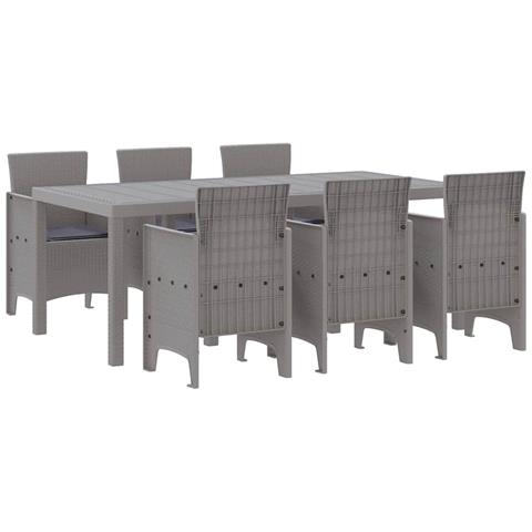 Set da Pranzo per Giardino 7 pcs Grigio chiaro Rattan Polt - Foto 1