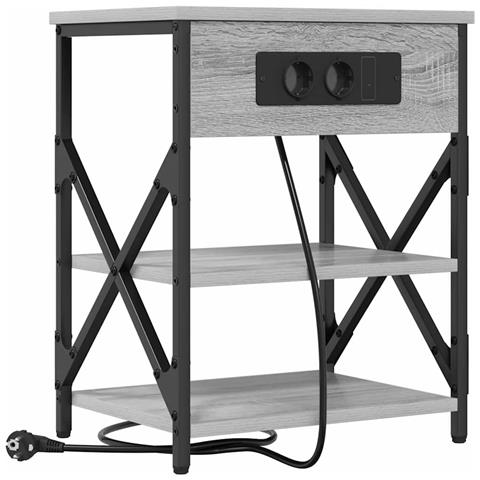 Comò con stazione di ricarica Grigio sonoma Legno multistrato - Foto 1