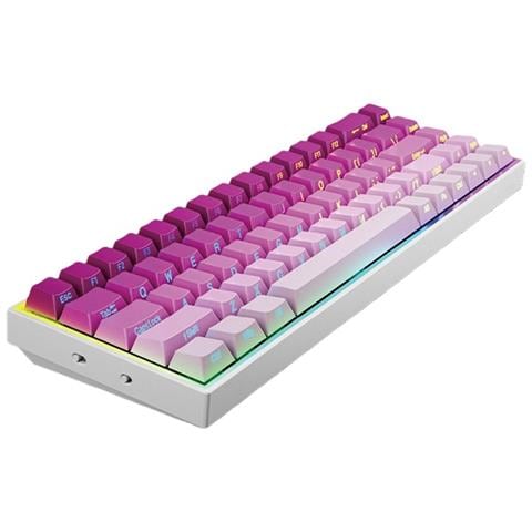 Tastiera Meccanica Cablata A 68 Tasti Con Illuminazione Mista - Rosa Gradiente Con Switch Blu - Foto 2