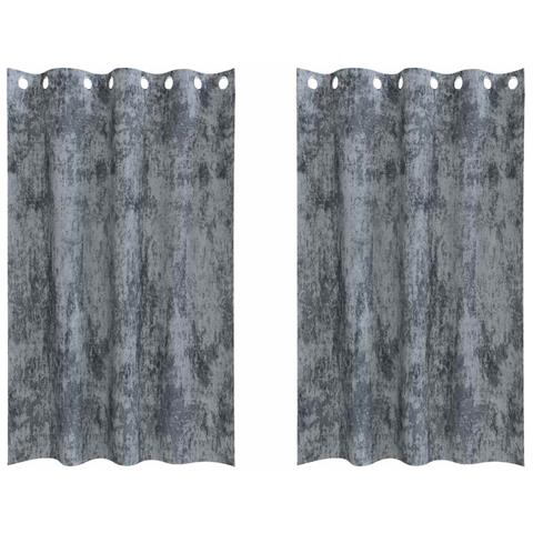 Tenda con tende 2 pcs Grigio Argento 175 x 140 cm Velluto - Foto 1