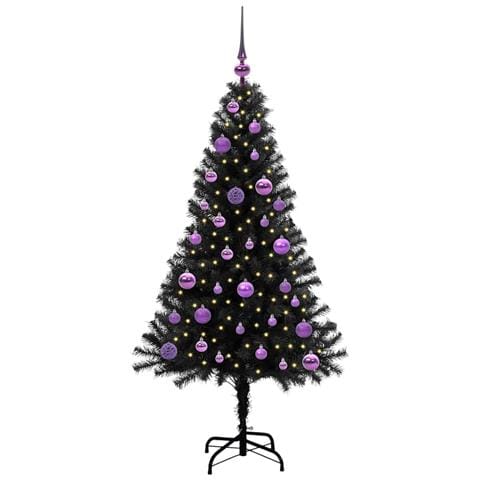 Albero di Natale con 150 LED con supporto Nero 150 cm PVC - Foto 1