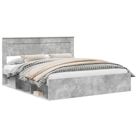 Struttura del letto Calcestruzzo 200 x 200 cm Pino massello - Foto 1