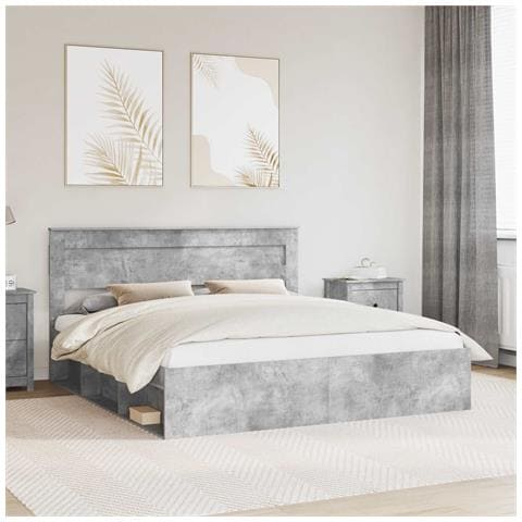 Struttura del letto Calcestruzzo 200 x 200 cm Pino massello - Foto 2