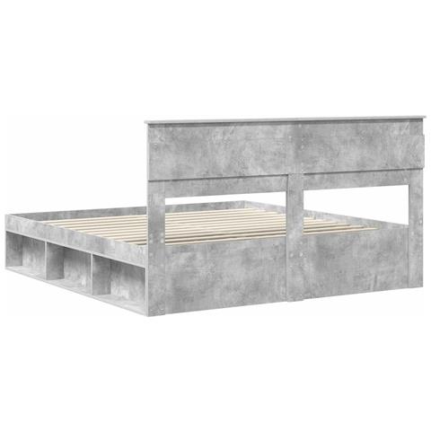 Struttura del letto Calcestruzzo 200 x 200 cm Pino massello - Foto 9