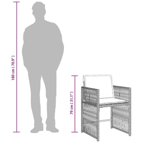 Set da Pranzo da Giardino 17pz con Cuscini Grigio in Polyrattan - Foto 9