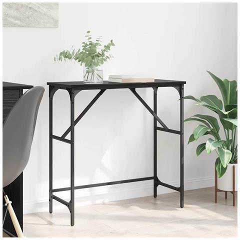 Tavolo consolle Rovere Nero 75 x 32 x 75 cm Legno multistrato - Foto 2