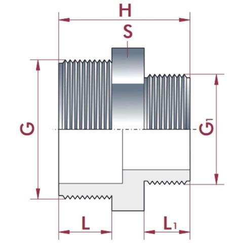 Raccordo Pvc Ridotto  Nipplo Doppio Pvc-u 2 1/2  X 2 - Foto 2