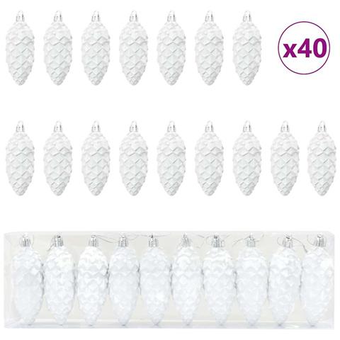 Palla di pino di Natale 40 pcs Bianco Plastica - Foto 1