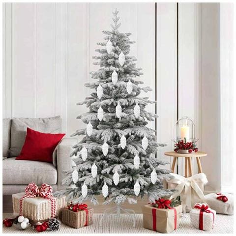 Palla di pino di Natale 40 pcs Bianco Plastica - Foto 2