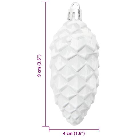 Palla di pino di Natale 40 pcs Bianco Plastica - Foto 6