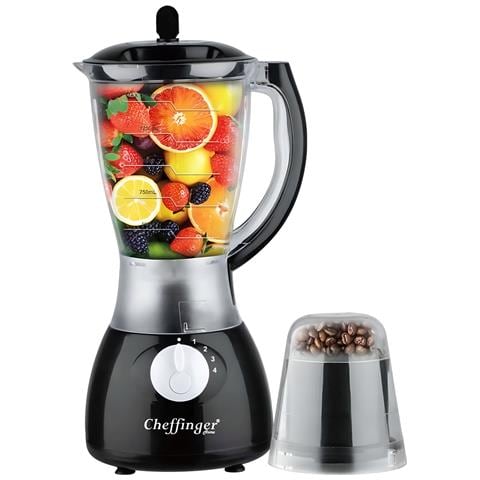 Frullatore 1,5l 1000w A 4 Velocità Con Tritatutto A 6 Lame In Acciaio Inossidabile, Nero - Foto 1