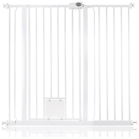 Bettacare Cancelletto Per Animali Con Gattaiola Bloccabile, 113.8cm - 121.4cm, Bianco, Altezza Di 104cm - Foto 1