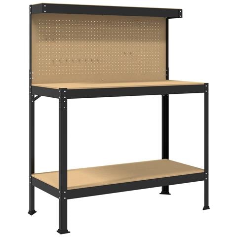 Banco da lavoro con lo scaffale Nero 114 x 54 x 145 cm - Foto 1