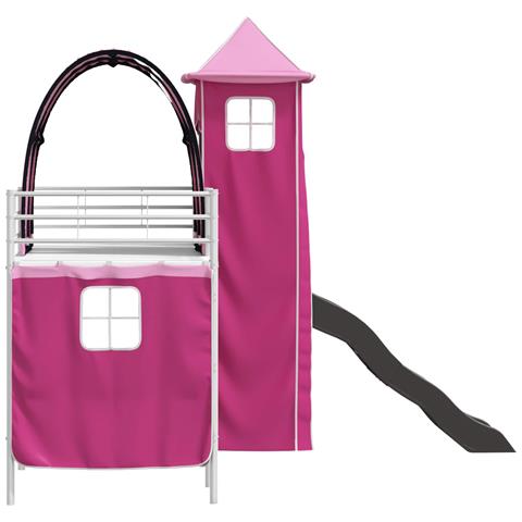 Struttura del letto loft per bambini Bianco e Rosa 90 x 190 cm - Foto 9