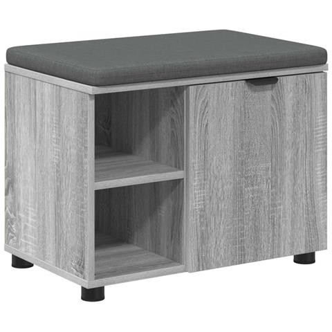 Panca per ingresso con cuscino Sonoma grigia 60 x 38 x 46 cm - Foto 1