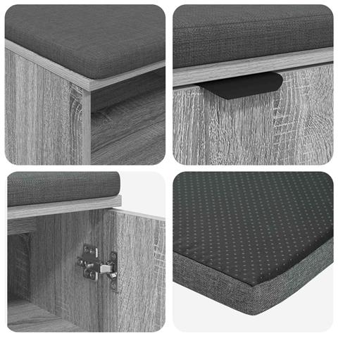 Panca per ingresso con cuscino Sonoma grigia 60 x 38 x 46 cm - Foto 9