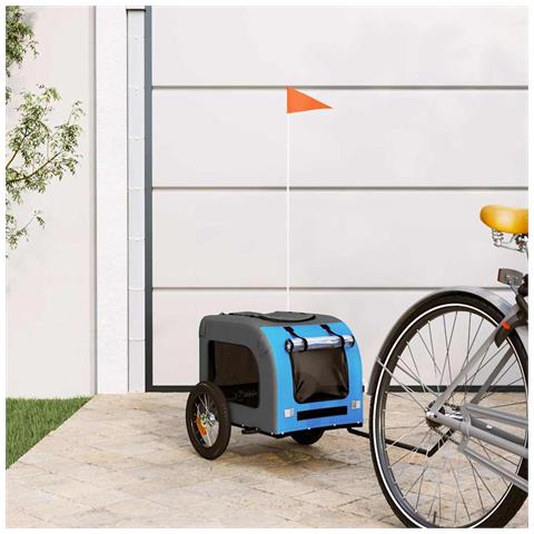 Rimorchio da Bici per Animali Blu e Grigio Oxford e Ferro - Foto 2