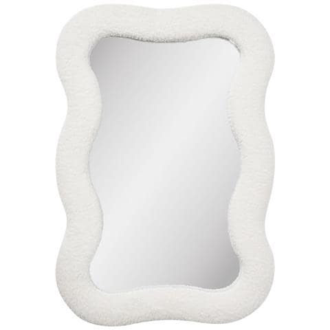 Specchio Da Parete Bosaro Con Cornice In Teddy Bianco 80x54 Cm - Foto 1