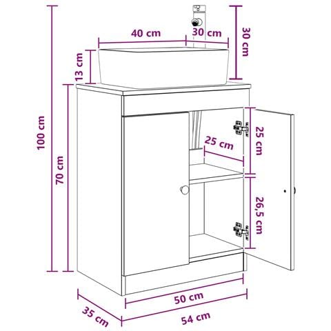 Mobile da bagno con lavabo Legno antico 54 x 35 x 83 cm - Foto 9