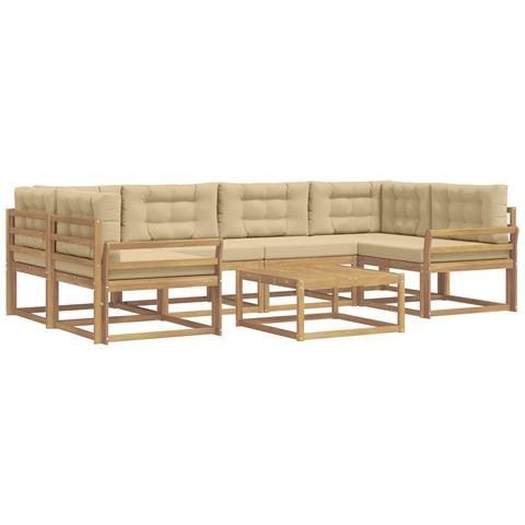 Set di divani da esterno con cuscino 5 pcs Bianco e Beige - Foto 1