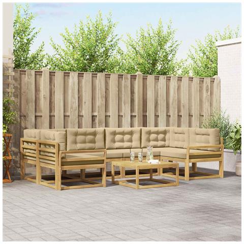 Set di divani da esterno con cuscino 5 pcs Bianco e Beige - Foto 2
