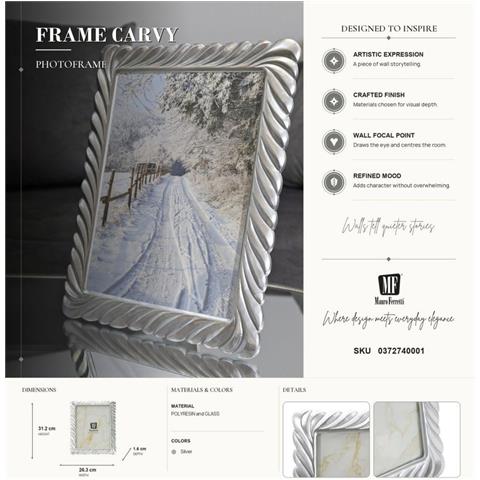 Cornice Portafoto Carvy In Resina Argento 20x25 - Foto 7