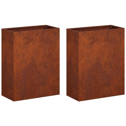 Vaso da giardino 2 pz Ruggine 40 x 20 x 40 cm Acciaio Corten - Foto 1
